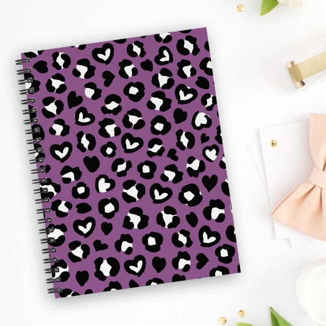 Animal Print, Purple Leopard, Cheetah Spots, Heart Notebook (Creator Uploaded)