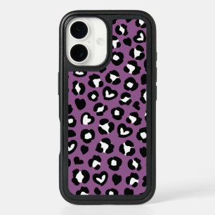 Animal Print, Purple Leopard, Cheetah Spots, Heart iPhone 16 Case