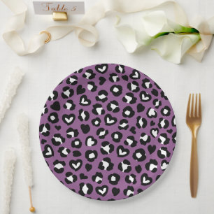 Animal Print, Purple Leopard, Cheetah Spots, Heart Paper Plates