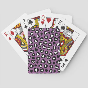 Animal Print, Purple Leopard, Cheetah Spots, Heart Poker Cards