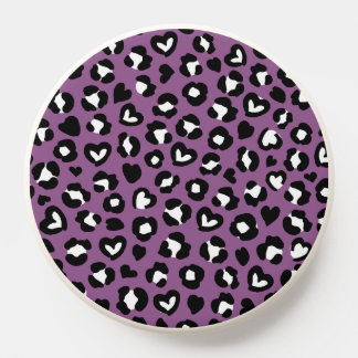 Animal Print, Purple Leopard, Cheetah Spots, Heart PopSocket