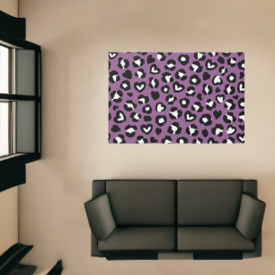 Animal Print, Purple Leopard, Cheetah Spots, Heart Rug
