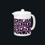 Animal Print, Purple Leopard, Cheetah Spots, Heart Teapot<br><div class="desc">Elegant,  stylish and sophisticated pattern with leopard spots and hearts in purple and black color. Modern and trendy gift,  perfect for the animal print lover in your life.</div>