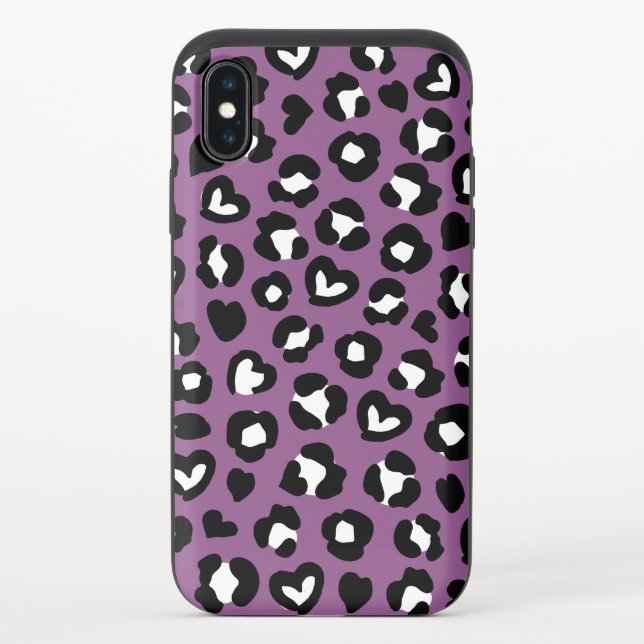 Animal Print, Purple Leopard, Cheetah Spots, Heart Uncommon iPhone Case (Back)