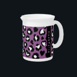 Animal Print, Purple Leopard, Hearts, Your Name Beverage Pitcher<br><div class="desc">Elegant,  stylish and sophisticated pattern with leopard spots and hearts in purple and black color. Modern and trendy gift,  perfect for the animal print lover in your life. Personalize by adding your name,  nickname,  monogram or initials.</div>