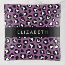 Animal Print, Purple Leopard, Hearts, Your Name