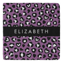 Animal Print, Purple Leopard, Hearts, Your Name