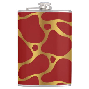 Animal print-red and gold giraffe pattern flask