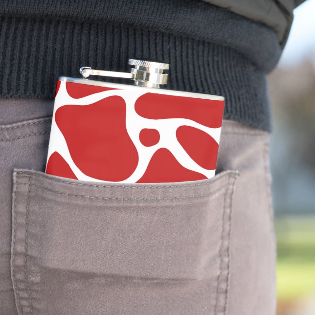 Animal print-red and white giraffe pattern flask (In Situ)