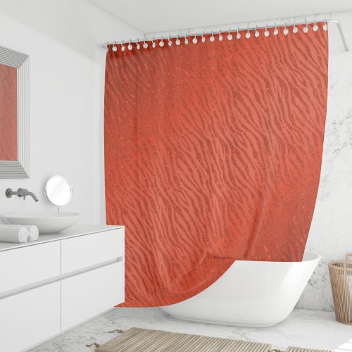 Animal Print Red Glitter Glam Shower Curtain