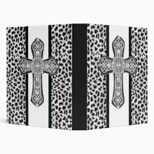 Animal Print Rhinestone Cross Notebook Album Binder