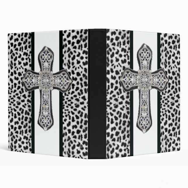 Animal Print Rhinestone Cross Notebook Album Binder (Background)