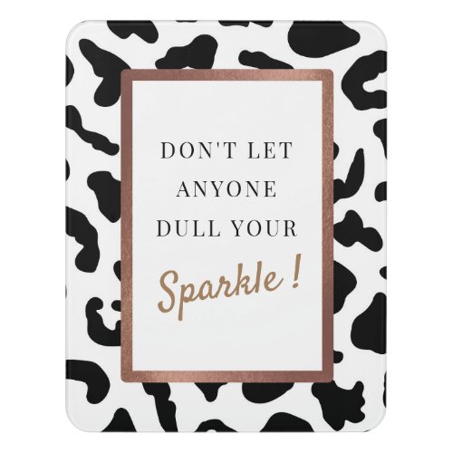 animal print rose gold sparkle quote door sign
