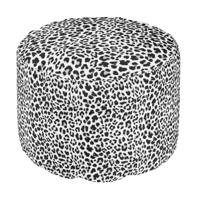 Animal Print Round Pouf (Angled Front)