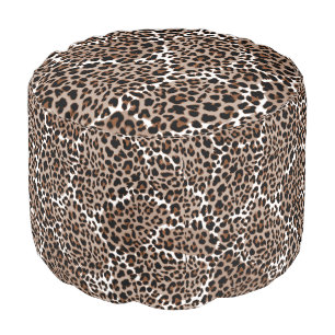 Animal Print Round Pouf