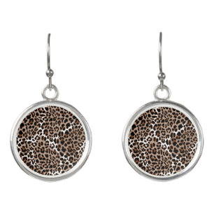 Animal Print Round Silver Earrings