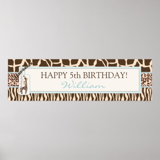 Animal Print Safari & Giraffe Birthday Banner | Zazzle
