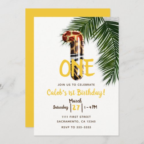 Animal Print Safari Jungle ONE 1st Birthday Party Invitation