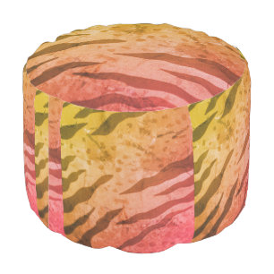 Animal Print Safari Round Pouf