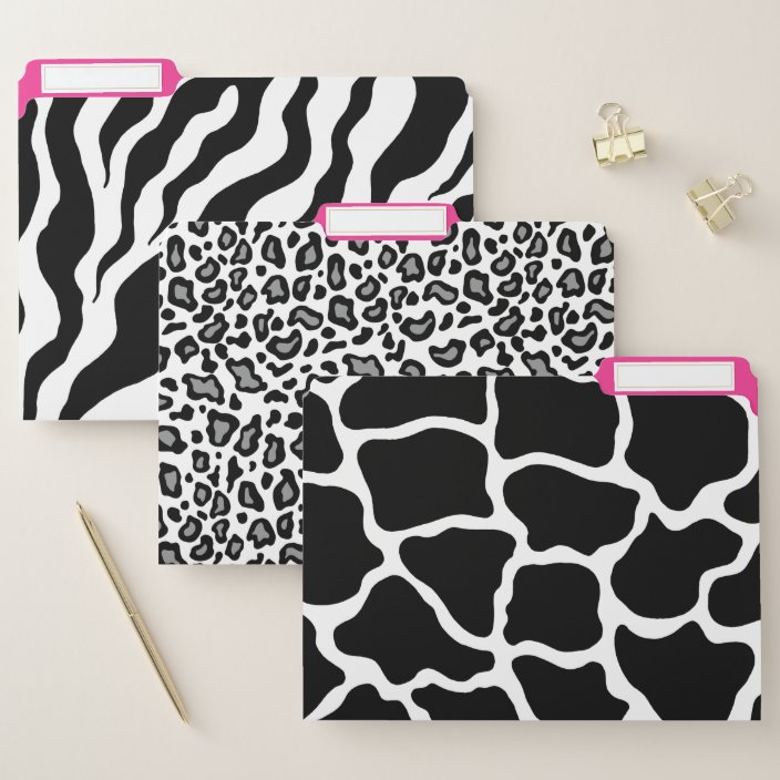 Animal Print School Office File Folders