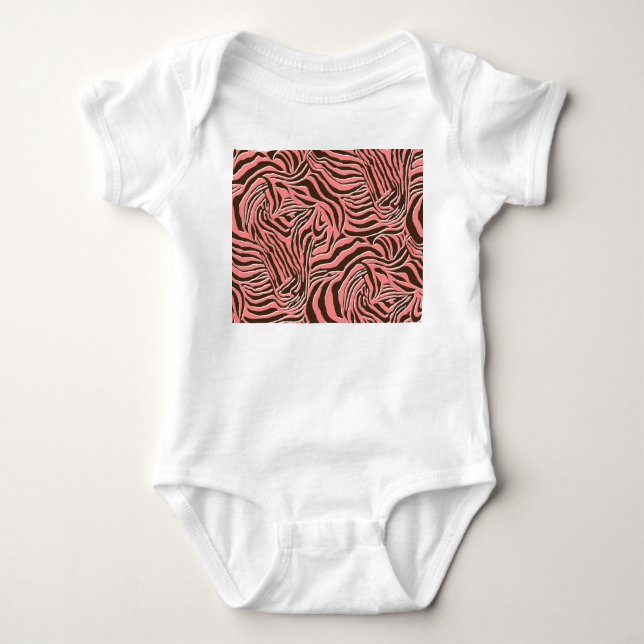 Animal print, seamless zebra pattern. baby bodysuit (Front)
