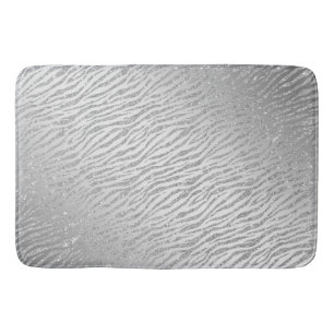 Animal Print Silver Glitter Glam Bath Mat