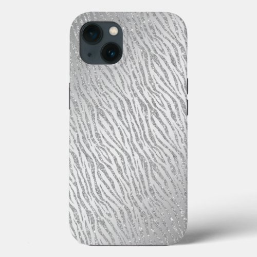Animal Print Silver Glitter Glam iPhone 13 Case