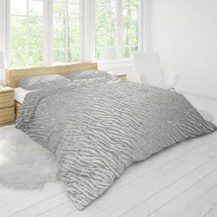 Animal Print Silver Glitter Glam Duvet Cover
