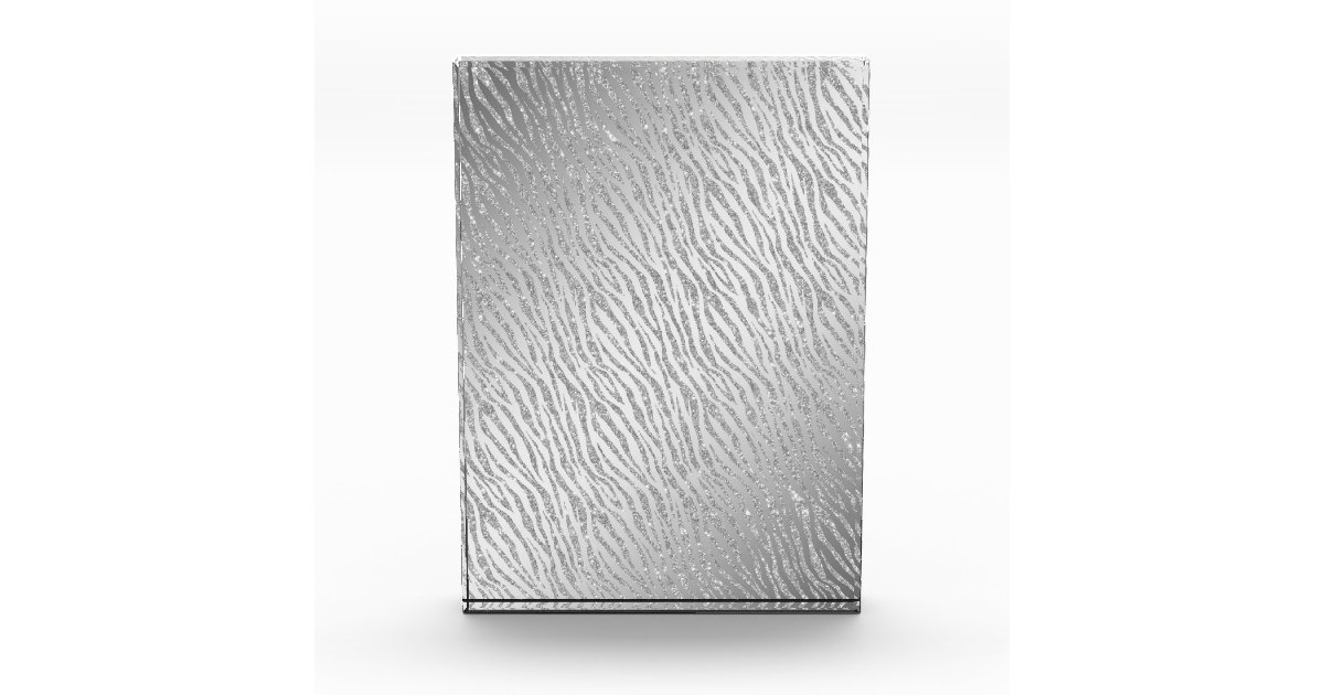 Animal Print Silver Glitter Glam Photo Block | Zazzle