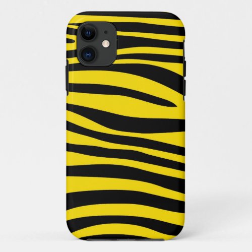 Animal print skin of Zebra Black Yellow iPhone 11 Case