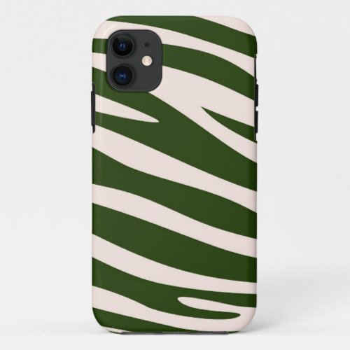 Animal print skin of Zebra Green White iPhone 11 Case