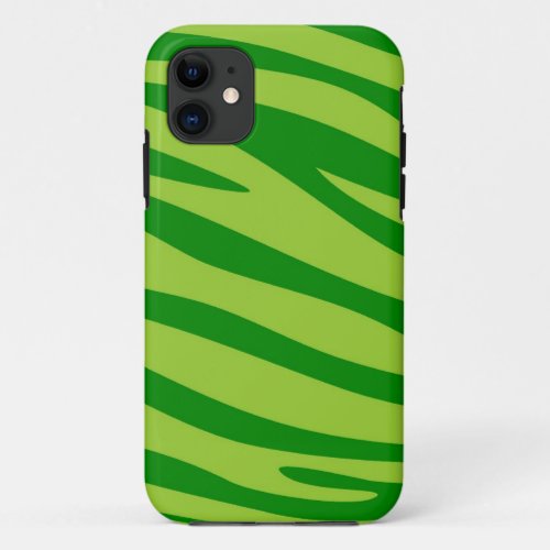 Animal print skin of Zebra Lime Green iPhone 11 Case