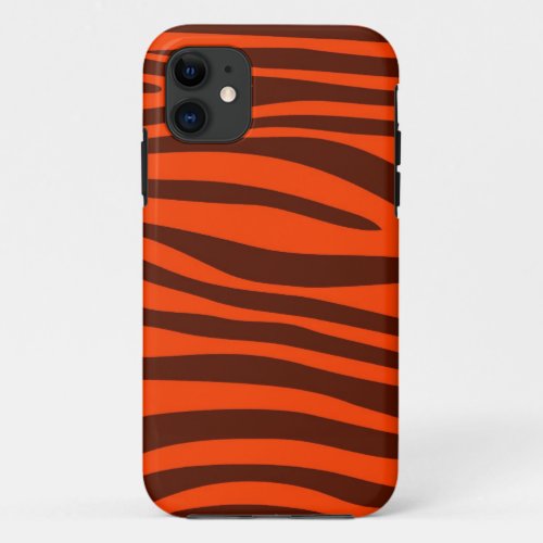 Animal print skin of Zebra Orange Brown iPhone 11 Case