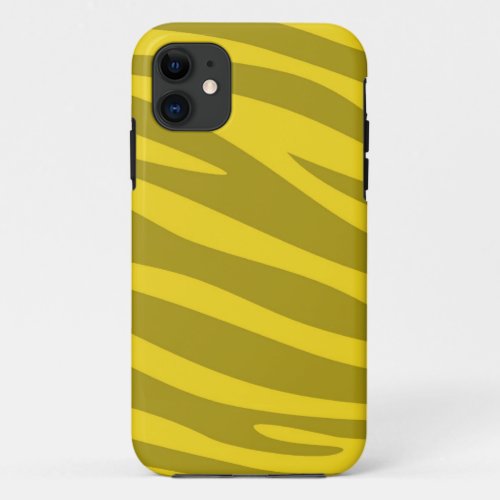 Animal print skin of Zebra Yellow Green iPhone 11 Case