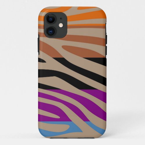 Animal Print Skin Zebra Retro Colorful Pattern 2 iPhone 11 Case