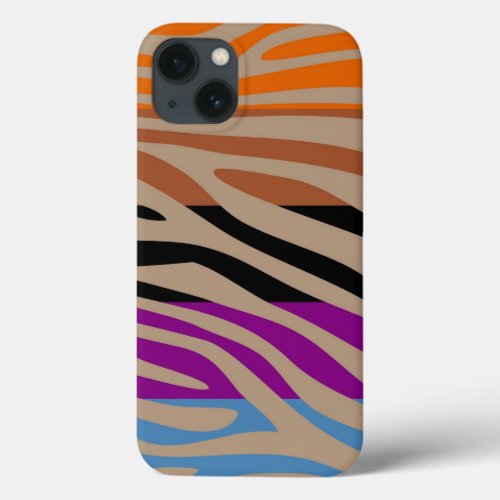 Animal Print Skin Zebra Retro Colorful Pattern 2 iPhone 13 Case