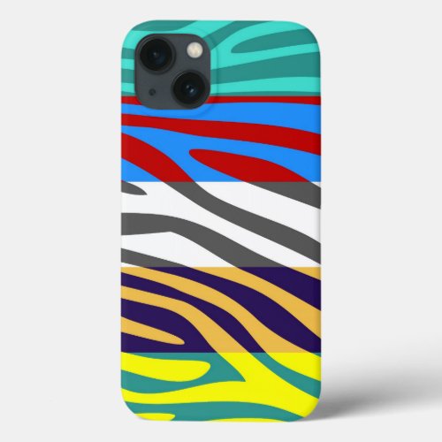 Animal Print Skin Zebra Retro Colorful Pattern 3 iPhone 13 Case