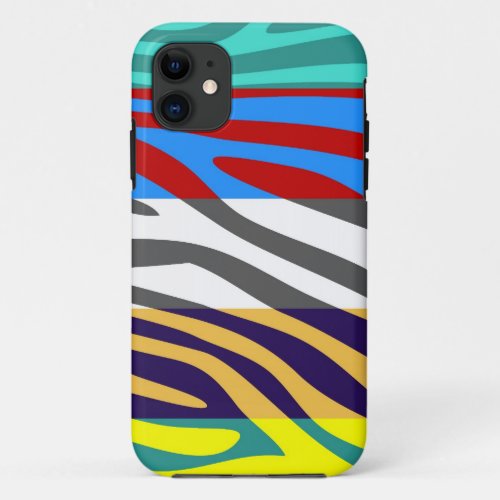 Animal Print Skin Zebra Retro Colorful Pattern 3 iPhone 11 Case