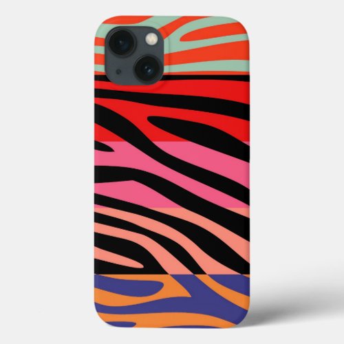 Animal Print Skin Zebra Retro Colorful Pattern 5 iPhone 13 Case