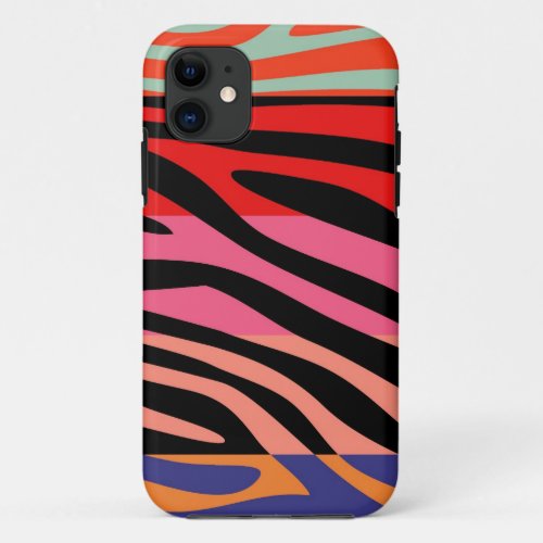 Animal Print Skin Zebra Retro Colorful Pattern 5 iPhone 11 Case