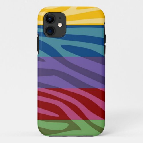 Animal Print Skin Zebra Retro Colorful Pattern iPhone 11 Case