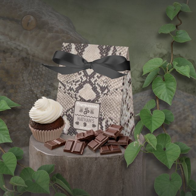 Animal Print Snake Taupe Birthday Favor Boxes (Creator Uploaded)