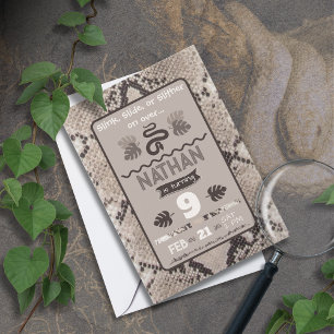Animal Print Snake Taupe Birthday Invitation