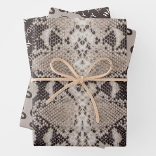 Animal Print Snake Taupe Wrapping Paper Sheets