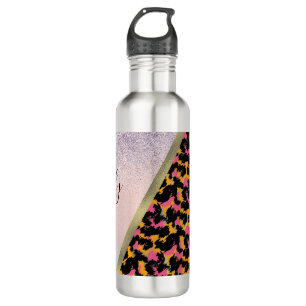 Animal Print Sparkle Monogrammed Name    Stainless Steel Water Bottle