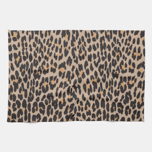 Animal Print, Spotted Leopard - Brown Black Kitchen Towel | Zazzle