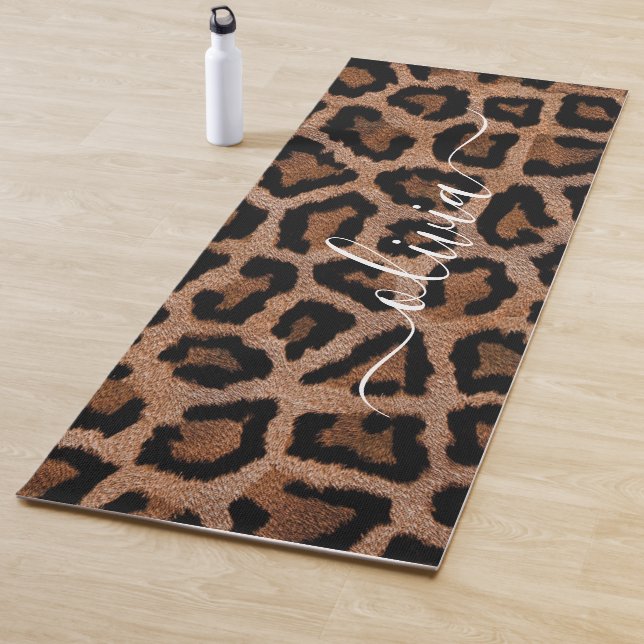 Animal Print Spotted Leopard Personalized Name Yoga Mat (In Situ)