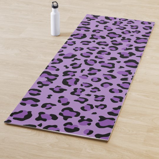 Animal Print, Spotted Leopard Purple Black Yoga Mat