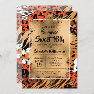 Animal Print Sweet 16th Birthday Invitations
