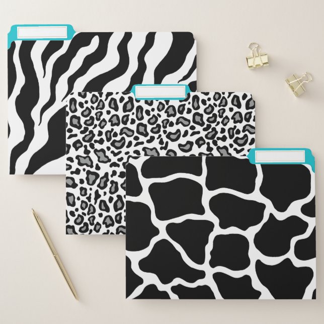 Animal Print Teacher School Office File Folders (Set)